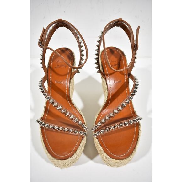 Christian Louboutin Mafaldina Zeppa 120 Brown Platform Wedge Sandal Heel Pump 40 - Picture 8 of 12